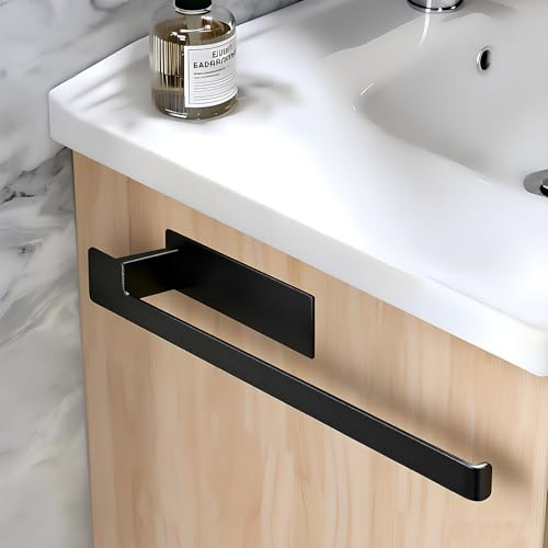 Porta Asciugamani Bagno Nero Opaco Adesivo Senza Fori - Portasciugamani da Parete 33 cm Acciaio Inox 304 Autoadesivo Forte Impermeabile per Bagno e Cucina - silttble