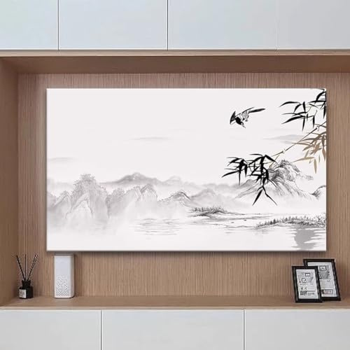 BMKGODN Indoor Landscape Printing TV Cover 32-85 Dust-proof Polyester Screen Protector For Wall Mounted Televisions LED LCD(B,75 85IN)