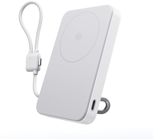 Ecoflow Qi2.2 Magsafe Power Bank 10000mAh 25W with 36W USB C Cable, Portable Charger Fast Charging Wireless Magnetic Power Bank Travel Charger LED Display with iPhone 17/16/15 Pro Max, White