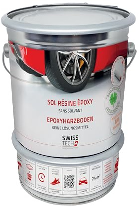 Baumax Sol en Résine Époxy Pour Béton | 3,8 KG jusqu'à 24 m² | RAL 7030 - Gris Pierre | Pour sols de garage et de sous-sol | Sans solvant, faible COV, et inodore (Produit professionnel) | SwissTech