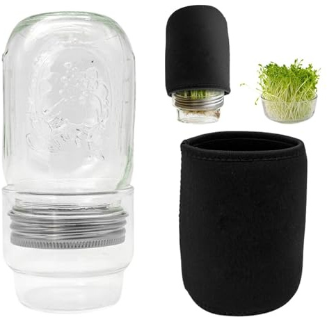 Veasbuu Glas-Keimglas-Set, Brokkolisprossen, Bohnensprossen-Wachstums-Set, für Gärtner, Anfänger, Gesundheits-Enthusiasten, Vegetarier, Wohnung, Arbeitsplatte, Speisekammer, , Zuhause, Küche