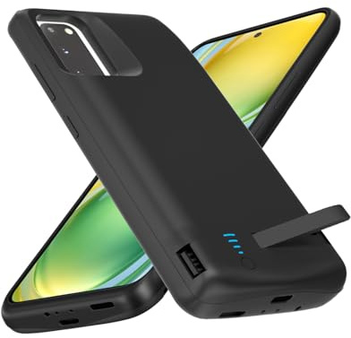Giabuao Akkuhülle für Samsung Galaxy S20, 4800mAh, Schlanke Wiederaufladbare Erweiterte Ladehülle Backup-Akkuladegerät, Tragbare Powerbank Akku Hülle für Samsung Galaxy S20 – Schwarz