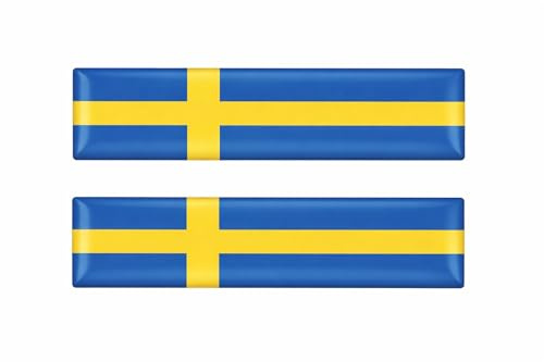3D Schweden Flaggen Aufkleber Gel Sticker Set 2 Stück – Schwedische Länderflagge Emblem Selbstklebend für Auto Motorrad Helm Laptop Koffer – Wetterfest UV-Beständig – 6 x 1 cm