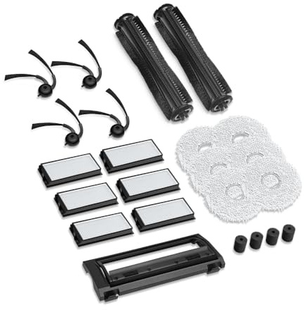 Tapo RVA110 Original 1-Jahres-Ersatzset für Tapo RV50 Pro Omni, Hauptbürsten ×2, Seitenbürsten ×4, Wischpads ×6, HEPA-Filter ×6, Abdeckung der Hauptbürste ×1, Schwammfilter ×4, Schraubendreher ×1 | Kompatibel mit RV50 Pro Omni und RV50 Omni, 2 Hauptbürsten, 4 Seitenbürsten, 6 Wischtücher & 6 waschbare HEPA-Filter