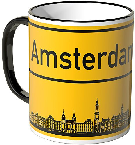 WANDKINGS® Tasse, Skyline Amsterdam - SCHWARZ