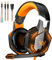 VersionTECH. G2000 Gaming Headset, Surround Stereo Gaming Headphones with Noise Cancelling Mic, LED Lights & Soft Memory Earmuffs for Xbox One, PS4, Nintendo Switch, PC Mac Computer Games- Orange