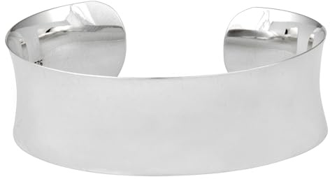 Silverly Sterling Silber Armreifen für Damen Massiv 925 | Polierter Konkaver Armreif | Elegantes Gebogenes Verstellbares Armband aus Sterlingsilber | Flache Luxusarmbänder für Teenager-Mädchen