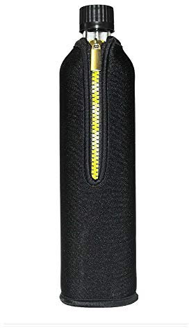 Dora's Glasflasche mit Neoprenbezug, 500 ml, Schwarz