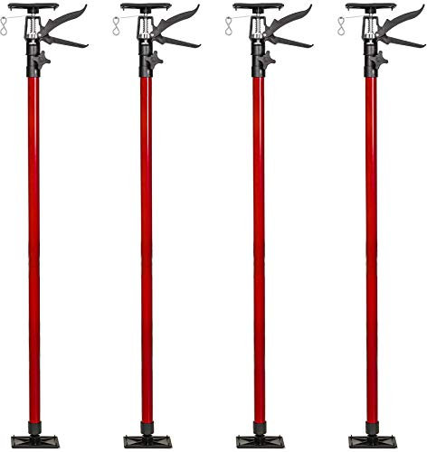 TecTake Deckenstütze Montagestütze mit je 30 kg Tragkraft mit Blitzspanner 115 bis max. 290 cm - Diverse Modelle - (4er Set Rot | Nr. 402401)