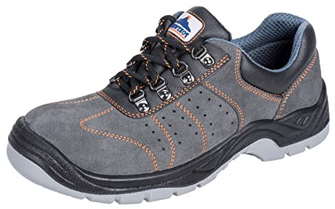 Portwest Deportivo Steelite Perforated Trainer S1P, Tamaño: 43, Color: Gris, FW02GRR43