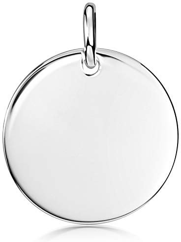 Materia Anhänger Silber 925 rund - Herren Damen Silberanhänger 20mm groß rhodiniert KA-323-Silber-Ohne Gravur