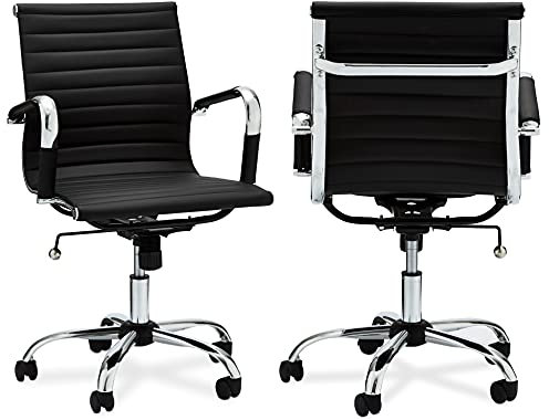 Ibbe Design Ergonomisch Schwarz Kunstleder Bürostuhl Schreibtischstuhl Designo mit Armlehne,Höhenverstellbar,Drehstuhl,Belastbar 150kg,L54x B65x H100 cm
