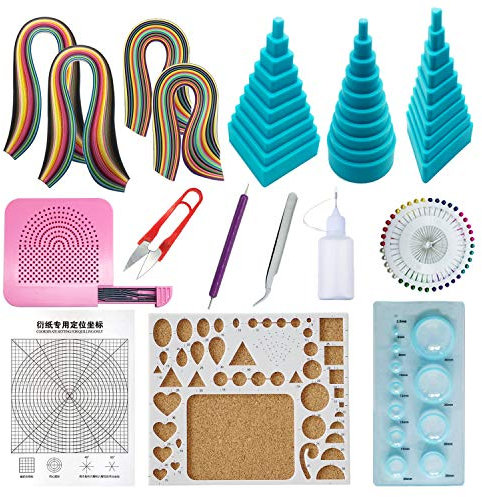Woohome Papier Streifen Quilling Werkzeug-Set, Papier Quilling Set mit 36 Farben 880 Streifen Quilling Papier und 12 Quilling Werkzeuge