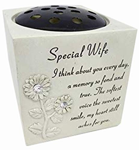 David Fischhoff Wife Diamante Sunflower Rose Bowl with the Following Verse Grave Memorial, for Graveside Flower Arrangements