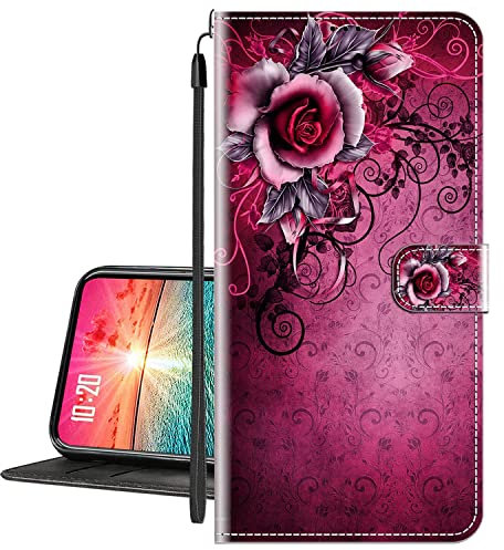 vingarshern Hülle für TP-Link Neffos C9 Max Handytasche Klappbares Magnetverschluss Lederhülle Flip Etui Standfunktion Schutzhülle Neffos C9 Max Hülle Leder Brieftasche(Lila Rose) MEHRWEG