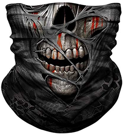 Kanpola Multifunktionstuch Herren & Damen 3D Druck Totenkopf Schlauchtuch Outdooer Staubschutz Gesichtsmaske, Atmungsaktiv Sport Halstuch Motorrad Face Shield Skimaske Halswärmer,Halloween KostüMe
