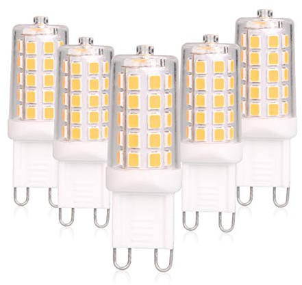 BAOMING G9 LED Bulb Dimmable 4W, 40 Watt T4 G9 Halogen Equivalent, 2700K Soft Warm White, 120V No-Flicker, Chandelier Lighting 450LM (5 Pack)