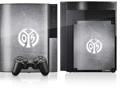 DeinDesign Skin kompatibel mit Sony Playstation 3 PS3 Folie Sticker 1. FSV Mainz 05 E.V. Metallic Look Offizielles Lizenzprodukt