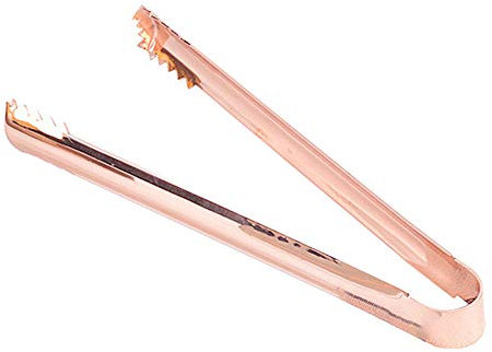 T&F Ice Thongs Sugar Tongs Stainless Steel Candy Tongs Mini Serving Tongs for Wedding Birthday Party Kitchen Bar (Rose Gold)