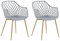 Beliani Lot de 2 Chaises Design avec Assise en Plastique Gris et Pieds en Métal Effet Bois Clair pour Salle à Manger Salon ou Cuisine Scandinave