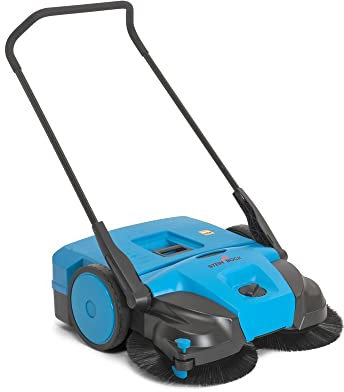 Steinbock Kehrmaschine Turbo Premium manuell | 2-fache Schmutzaufnahme | 77 cm Kehrbreite | 3.000 m²/h Kehrleistung | 50 l Behälter | Blau | nasse/trockene Oberflächen | Handkehrmaschine