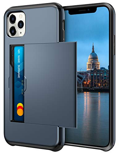 Coolden for iPhone 11 Pro Case Wallet Cover Shockproof Heavy Duty Protective Hard Back Soft Bumper Phone Cases Card Holder Slot Wallet Cover for iPhone 11 Pro Phone Case (Navy)