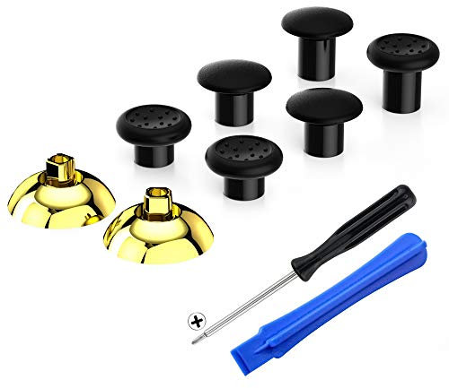 eXtremeRate Stick Analogique pour ps5 Manette,Joysticks Interchangeable pour ps4 Manette avec 3 Hauteurs Ergonomiques, Chromé Doré