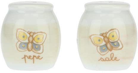 THUN - Contenitori Sale e Pepe Decorati con Farfalle - Accessori Cucina - Linea Elegance - Porcellana - Ø 5,5 cm, 5 h cm, 80 ml