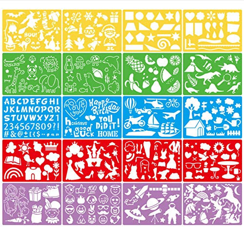 Schablonen Set,Journal Schablonen Set für Kinder,Bullet Schablonen-Set,Scrapbooking,Fotoalbum,Gästebuch,DIY Geschenkkarten Für Geburtstage Party, Weihnachten, Kinder Ideal Geschenk,20 Stück.