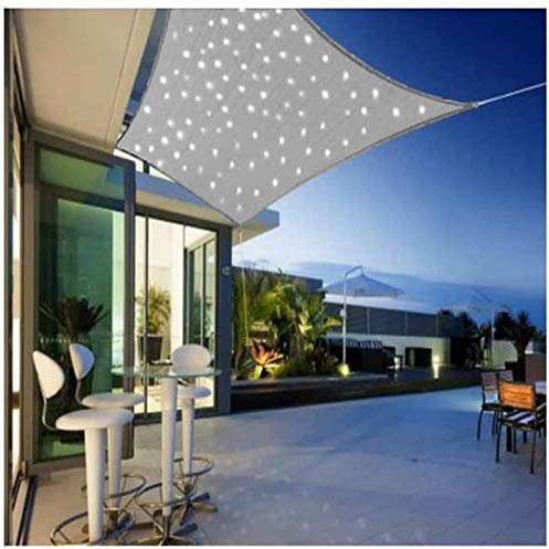 Sonnensegel Rechteckig Mit Beleuchtung LED Licht, Sonnensegel Wasserdicht, Sonnenschutz Für Garten Oder Terrasse Luftdurchlässig Und Atmungsaktiv PES Polyester Windschutz,Grau,6X8m
