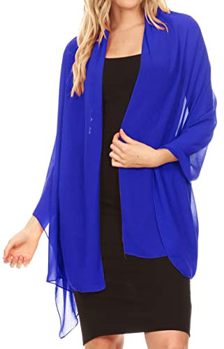 Sakkas 18225 - Jona Frauen Soft Sheer Chiffon Braut Hochzeit Abend Schal Schal Wrap Stola - Königsblau - 7029