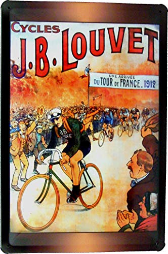 Blechschild 20x30 Cycles Louvet Rennrad Tour de France 1912 Rad Sport im Retro Vintage Nostalgie Plakat Design Fahrrad Straße Alpe d´huez Freizeit Urlaub