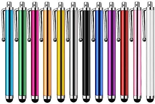 Rpanle 12 Pièces Stylet Stylo, Stylets Stylus Universels Capacitifs pour Écran Tactile pour Samsung Galaxy Huawei Mi et Tous Téléphone Tablet avec Écran Tactile Capacitif, Plusieurs Couleurs