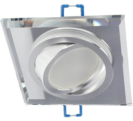 EDO Einbaustrahler CRYSTAL R Quadrat Silber aus gehärtetem Glas – Kompatibel mit GU10/GX5.3 Leuchtmitteln - Elegante Spot Deckenleuchte für Wohnzimmer, Flur, Küche