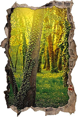 Stickers Muraux Troncs d'arbres avec des vrilles de lierre Autocollants Mural 3D Look pour Chambre Enfant Décoration Murale 80x120cm
