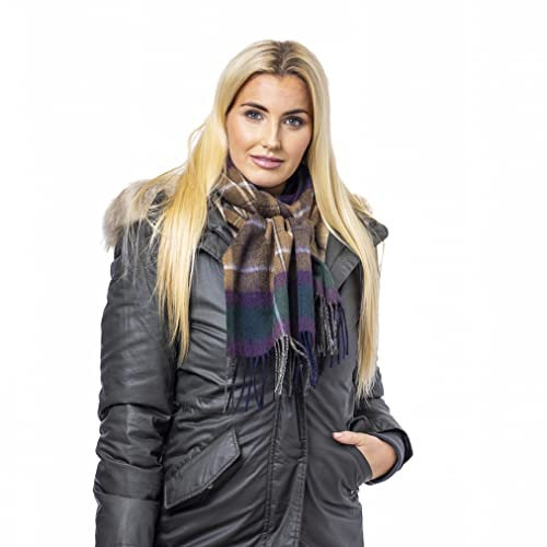Heritage Traditions Pure Wool Scarf (Country Purple & Tan)