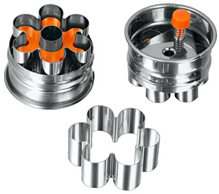 Gravidus Linzer Ausstecher aus Edelstahl Rosette 4 in 1 Keks-Ausstecher mit Auswerfer