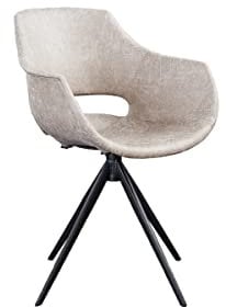 KAWOLA Esszimmerstuhl Drehbar Moderner ZAJA Vintage Esszimmerstuhl mit Armlehne Microfaser Creme Weiß 360° Drehfunktion Polsterstuhl Küchenstuhl