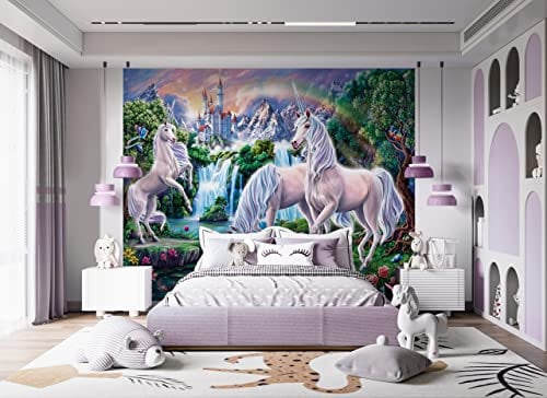 Walltastic Unicorn Paradise Wallpaper Mural, FSC Paper, Multi, 8 feet High x 10 feet Wide, 1 Size