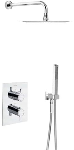 RAMON SOLER 948712RK250 BLAUTHERM Grifo Termostático Ducha Empotrado 2 Vías Con Equipo y Rociador Cromo