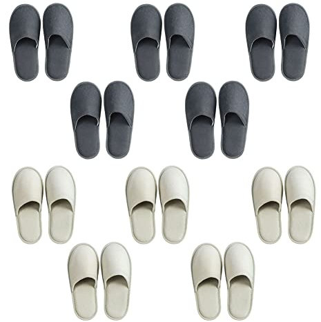 Teceyfeet Set di Ciabatte Ospiti Pantofole Usa e Getta Non- Slip Slipper Casual Scarpe da Casa Pantofole Pieghevoli, 10 Paia Donna Uomo per Hotel Viaggi Ospiti Home Spa