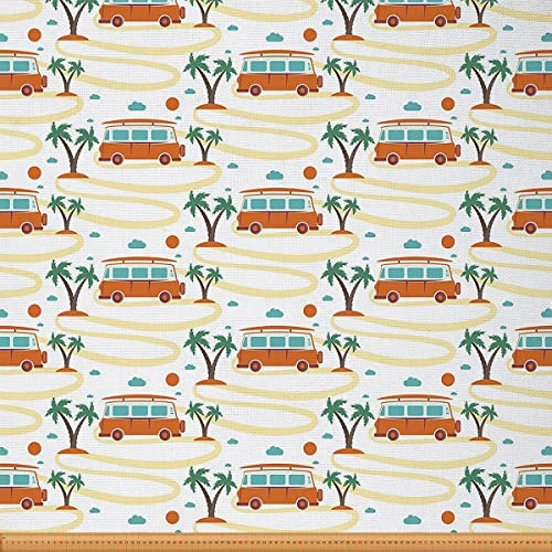 Happy Camping Stoff Meterware Kokosnussbaum Polsterstoff Tropischer Hawaiianischer Palmenblatt Dekorstoff Ckunstoon Rv Sonnenwolke DIY Kunst Wasserdichter Stoff für Drinnen Draußen 92 x 150 (HxB)