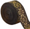 GORGECRAFT Ethnisches Jacquard-Band 33 mm Breit Doppelseitig Gold Blumenstickerei Polyester Gewebt Schwarzes Fransenband Für Heimwerker Nähen Basteln Kleidung Vorhänge Dekoration Zubehör