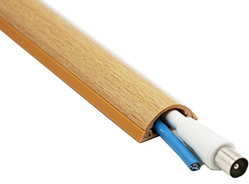 SRNSAEB Wood Grain Cable Shield Cord Cover - Hold 3 Wire, Floor Wire Protector, Self Adhesive Cable Raceway, 3cm Wide, 1.1cm High (Size : 1200cm (39ft))