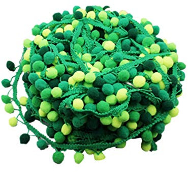 MAGICLULU Spitzenband Pom Pom Fransen 4. 5 5-Farbiges Farbverlaufs-Plüsch-Pom-Band Gemischte Mini-Pom-Pom-Bordüre Zum Selbernähen Für Partydekoration (Grün) Pom Pom Fransenbesatz Pompom Borte