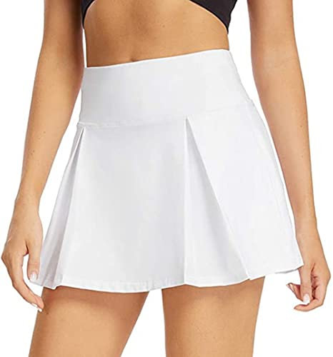 ThreeH Sport Rock Damen Badminton Tennis Running Fitness Marathon Halb Faltenrock Hose M Größe Weiß Farbe