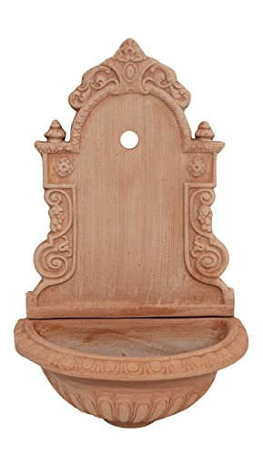 Biscottini Fontana a Muro da Esterno 64x24x41 cm - Fontana da Giardino Esterno in Terracotta Toscana - Fontana a Parete da Esterno Made in Italy