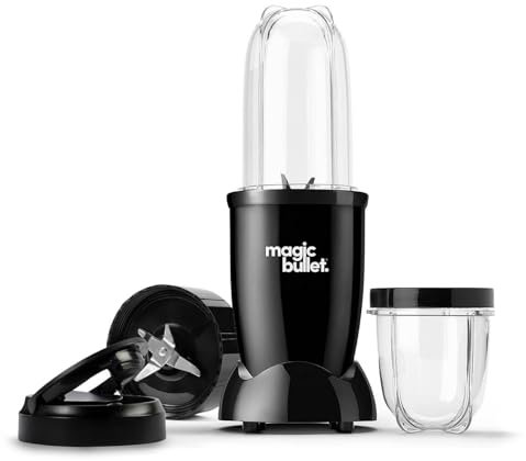 NutriBullet Magic Bullet Blender 7 pièces en noir – Puissant 10 000 tr/min – Élégant, compact et portable – Idéal pour les smoothies, les jus, les shakes protéinés, les milkshakes, les soupes, les
