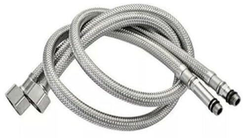 ARA CHOICE 2X Basin Hose Pipe Flexible Tap Connectors Flexi Tails Monobloc Mixer Tap Pipes Pair Pipes Kitchen Sink Hoses Pipes British Standard Pipe M10 x1/2 Fitting 600mm Long (Color Silver) (30cm)