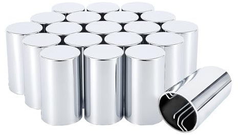 Cabtherlyn 33mm x 3 1/2 Lug Nut Cover ABS Chrome Plastic Cylinder Nut Cover, Push-On fit Hub Piloted Wheels, Complete Axle Cover Kits, Lug Nut Covers for Semi Trucks Trailers, 20 Pack